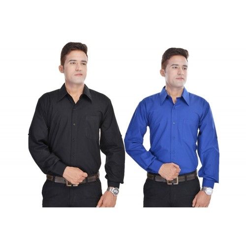 Black and Blue Cotton Shirt Combo