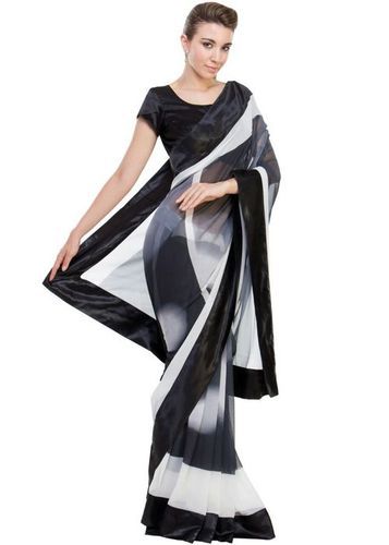 Beautiful Designer Black and White Party Wear Saree