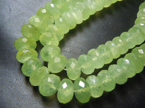 Green Prehnite Faceted Round Beads 