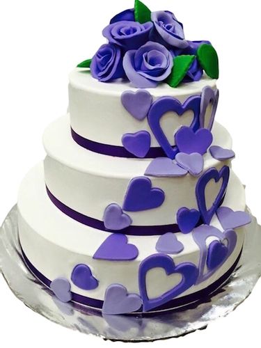 Hearts and Roses Wedding Cake