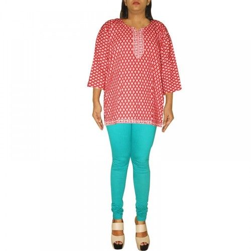 Cotton Red Colour Printed Short Kurti