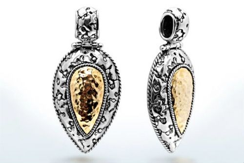 925 Sterling Silver And 18K Gold Pear Shape Pendant Gender: Women