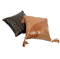 Leather Embroidered Cushion Covers