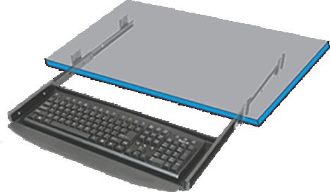 Computer Keyboard Tray - Black & Ivory Powder Coated, 12 kg Max Load, Smooth Quiet Movement with Telescopic Slides, Unique Angled Hand Rest to Prevent Fatigue