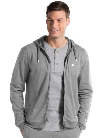 Grey Melange Zip Thru Hoodie