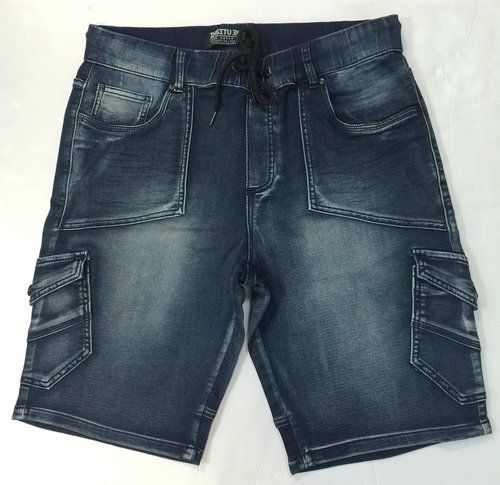 Men'S Indigo Denim Cargo Jogger Short Gender: Male