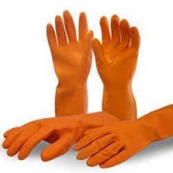 Orange Rubber Hand Gloves