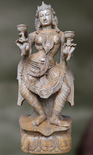 Sandstone Sculpture Prakasa (The Lamp Lady Statue)
