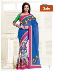 Designer Fashion Embroidered Blue Saree