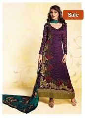 Designer Salwar Kameez Purple Suit With Dupatta