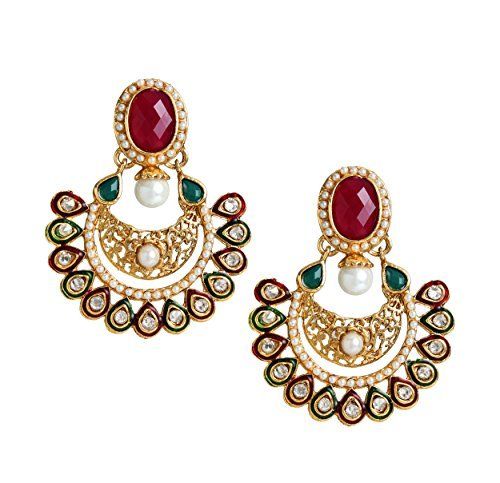 Artificial Jewellery Uncut Stone Chandbali Jhumka