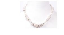 Beautiul Elegant Coin Shape Natural Bone Color Beaded Neck Lace