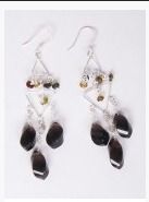 Earing Set With Silver And Black Cut Beautiful Droplets