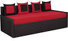 Kaiden Slider Sofa cum Bed with Four Pillows in Red Colour