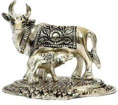 Metal Cow and Calf Statue