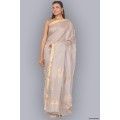 Silver Grey Handwoven Chanderi Cotton Silk Saree