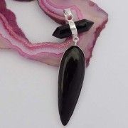 Black Onyx Drop Shape Long Pendant