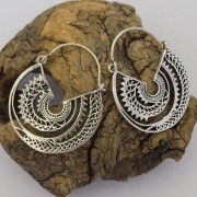 Silver Oxide Plated Designer Filigree Earring