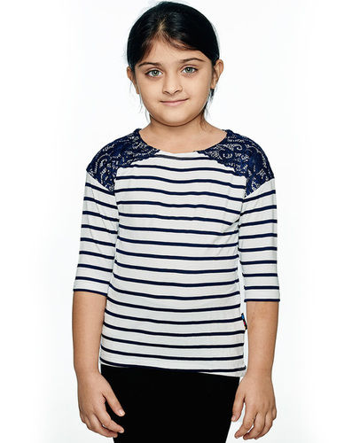 Girls Stripe Lace Top