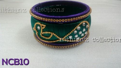 Peacock Designed Silk Thread Bangles