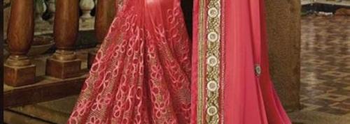 Dark Pink Saree With Resham And Zari Work