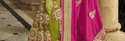 High Quality Half And Half Magenta With Parrot Saree