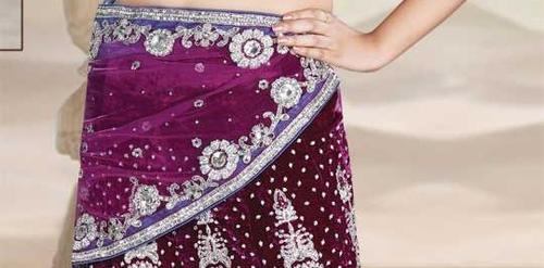 Buy Blue Habutai And Bamber Silk Flower Blouse With Draped Lehenga Saree  For Women by Nazaakat by Samara Singh Online at Aza Fashions.