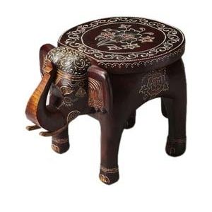 Handcrafted Wooden Painted Elephant Stool