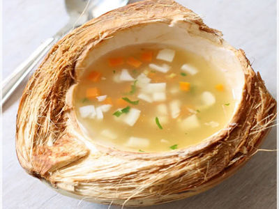 Tender Coconut with Soup