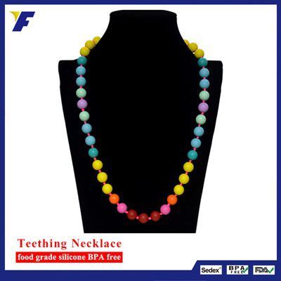 Large Flat Homemade Beads Silicone Teething Necklace