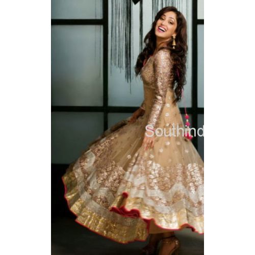 Designer Bollywood Yami Gautam Gold Anarkali Suit