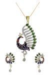 Youbella Cz Designer Peacock Pendant Set With Chain