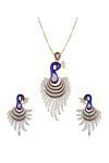 Youbella Cz Peacock Pendant Set With Chain For Women