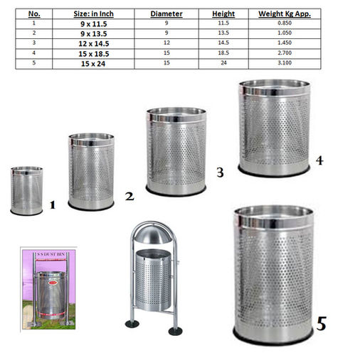 Stainless Steel Grade Dustbin