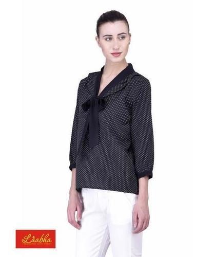 Women Polka Dot Casual Top With Band Collar Cas No: 643-79-8