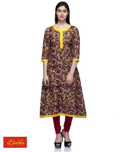 Women'S Multi Cotton Printed A Line Kurti