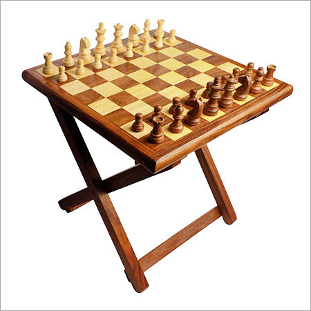 Handcrafted Wooden Folding Table Chess