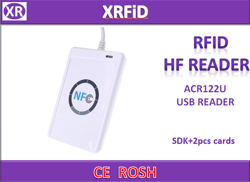 Lettore RFID NFC ACR122U, Lettore E Scrittore Di Schede Smart Contactless USB + 5 Tag IC Inclusi