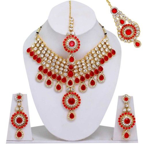 Red Stone Kundan Bridal Necklace Set