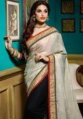 Black and Silver Color Georgette and Jacquard Designer Saree