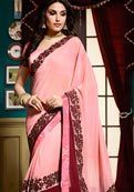 Pink And Maroon Color Georgette Designer Saree