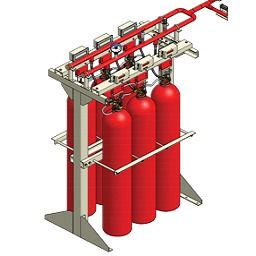 CO2 Fire Suppression System - High Pressure Alloy Steel Cylinders, Electronically Operated Master Valves and Pressure Actuated Slave Valves, Flexible Hose Manifold