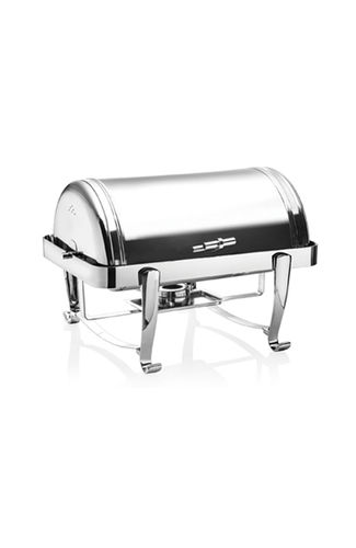 Chafing dish rectangular roll top chrome plated leg