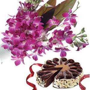 Purple Orchids N Chocolate Cake