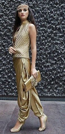 Golden Designer Lehenga With Pant