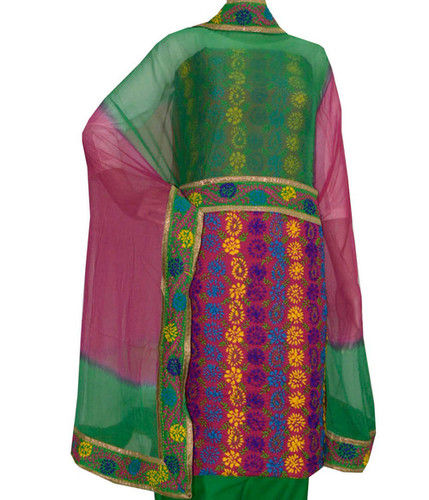 Green Parsi Work Cotton Suit