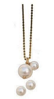 Lucy Faux Pearl Pendant Set With Chain