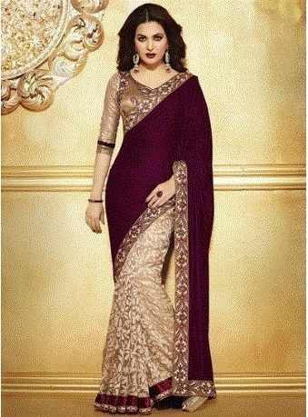 Maroon Velvet Fancy Saree