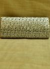 Black and Silver Sequinned Satin Clutch Bag