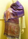 Silk Stole With Zari Border- Purple